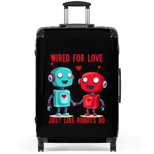 Valentine's Day Gift: Two Robots in Love on Bella Suitcases