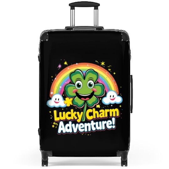 Cheerful Lucky Clover and Rainbow Sparkles Scene Suitcases