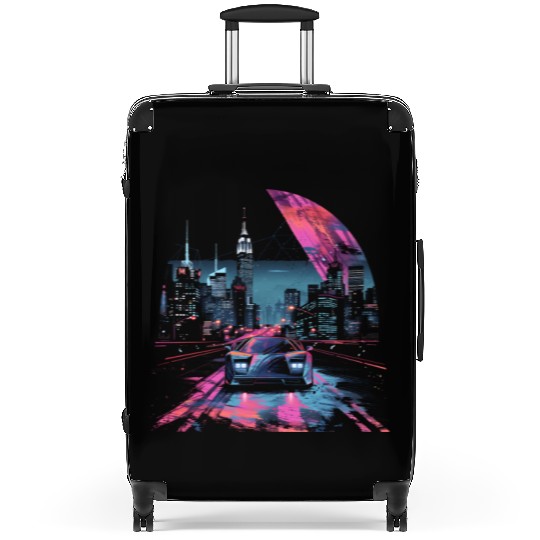 80s 90s Vaporwave Retro Car City Synthwave Suitcases