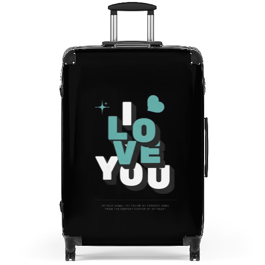 I Love You 3D Typography Turquoise Heart Romance Suitcases