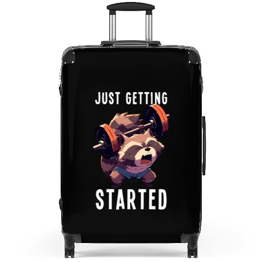 Just Getting Started Raccoon Weightlifting Gym Suitcases