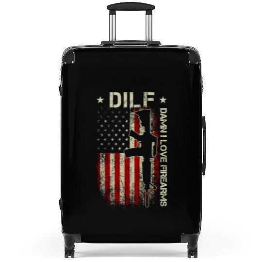 DILF - Damn I Love Firearms Gun American Flag Suitcases