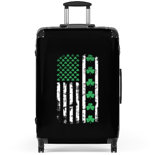 American Flag with Shamrocks for St Patrick's Day Suitcases