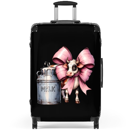 Coquette Bow Cow Farmer Milk Dairy Farmer Farming Suitcases