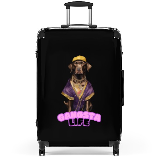 Gangsta Life Chocolate Labrador Suitcases