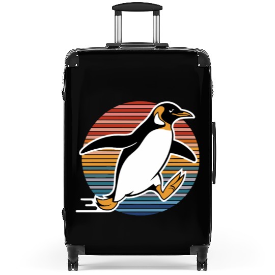 Retro Penguin Running Adventure Graphic Suitcases