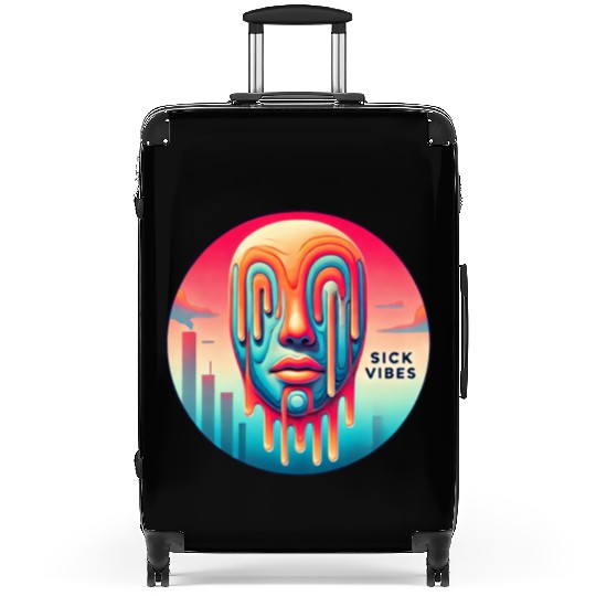 Surreal Melting Face Psychedelic Art - Sick Vibes Suitcases