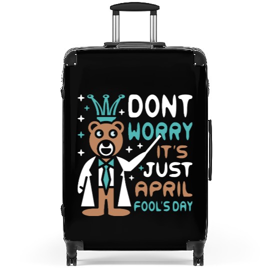 Funny Teacher Bear Celebrate April Fools Day Suitcases