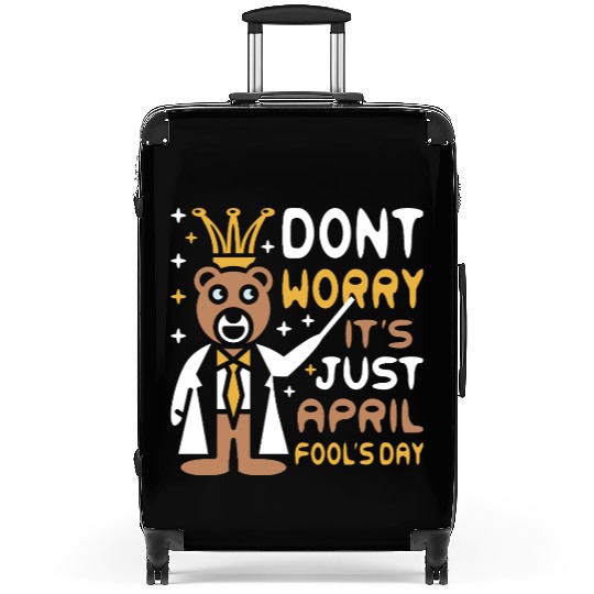 Funny Teacher Bear Celebrate April Fools Day Suitcases