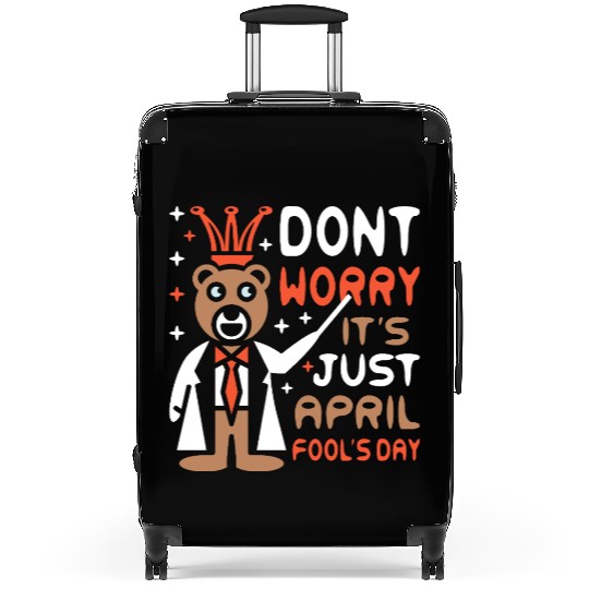 Funny Teacher Bear Celebrate April Fools Day Suitcases