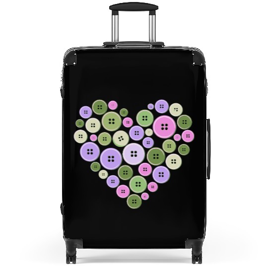 Pastel Pink Green Purple Button Heart Suitcases