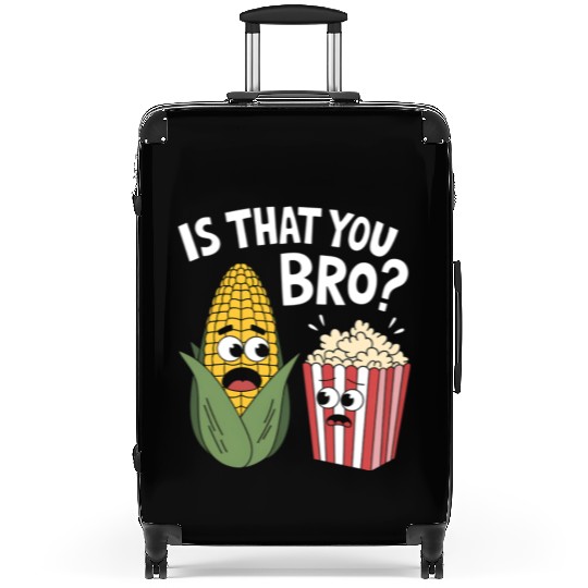 Funny Corn and Popcorn Cartoon Meme Design Suitcases