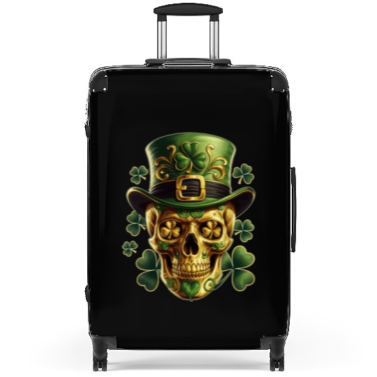 St Patricks Day Sugar Skull Shamrock Irish Mexican Suitcases