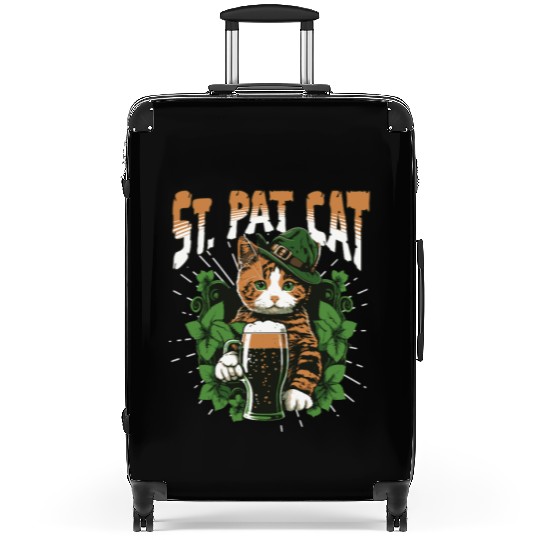Funny St. Patricks Day Drinking Cat Suitcases