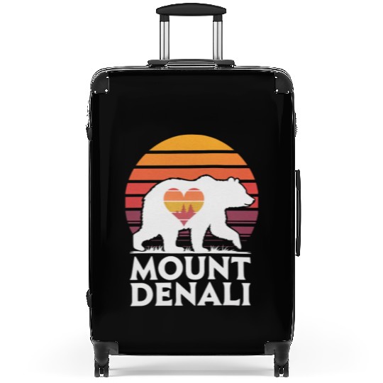 Retro Mount Denali Bear Sunset Art Suitcases