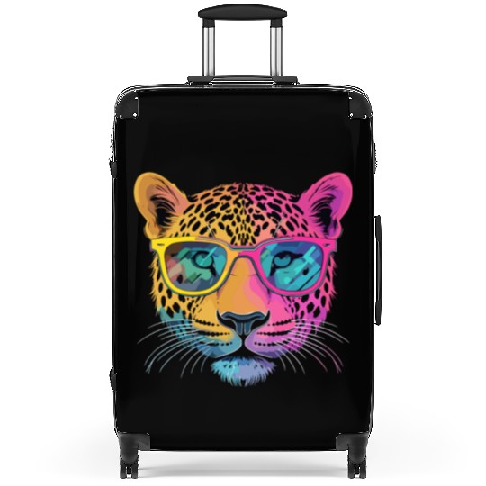 Cheetah Wearing Sunglasses Hipster Style Suitcases