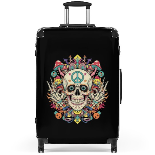 Psychedelic Skull Art Suitcases