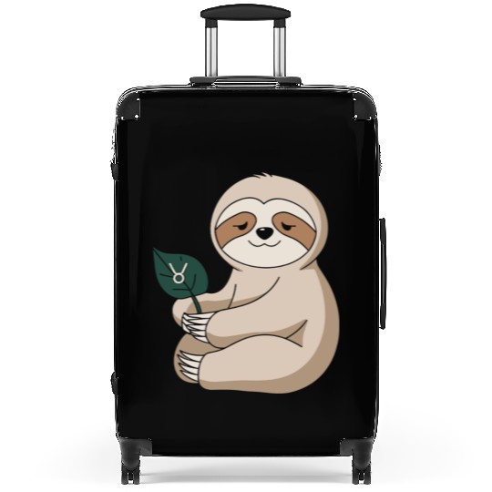 Taurus Zodiac Sloth Holding Leaf Suitcases