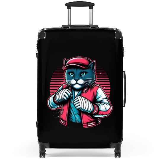 Vintage Street Fighter Cat #Vintage #Streetwear Suitcases
