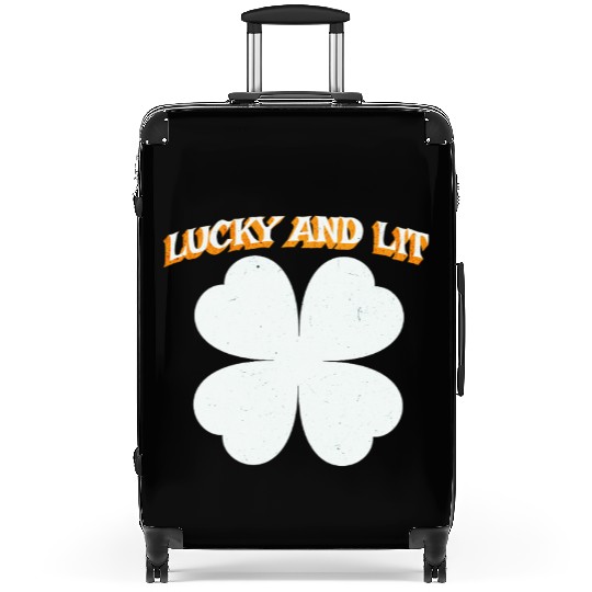 Lucky and Lit Large 4-Leaf Shamrock Design Suitcases