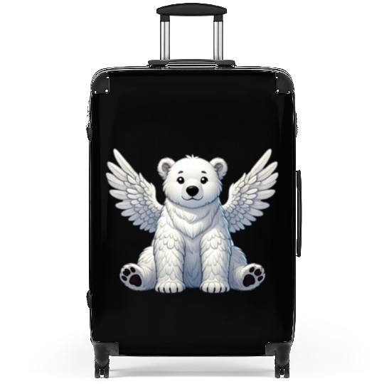 Cute Polar Bear Angel Cartoon Animal Illustration Suitcases