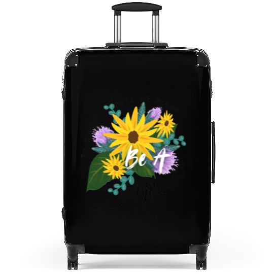 Positive quote with wildflowers sunflower sticker Suitcases