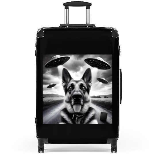 German shepherd Gsp Funny Graphic Selfie UFOs Weir Suitcases