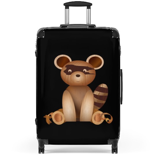 Illustration in wood look - raccoon figure Suitcases