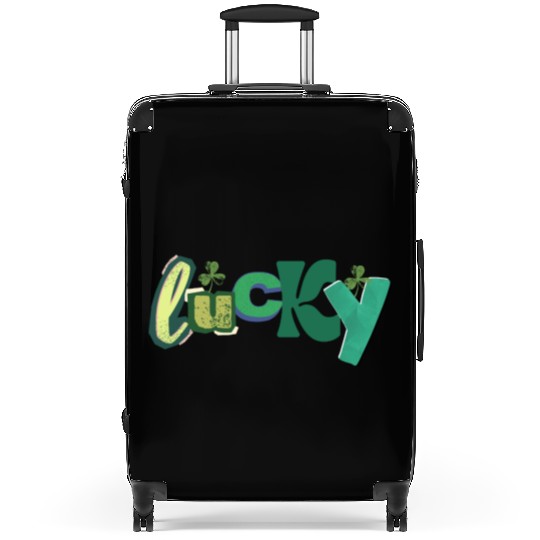 Lucky Typography with Shamrocks Suitcases