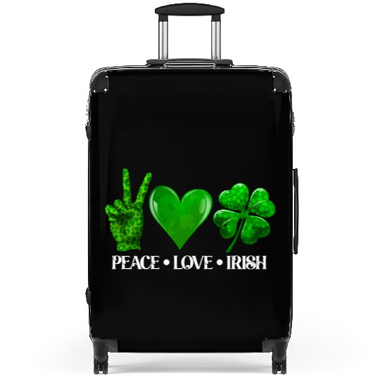 Peace Love Irish Shamrock St Patrick's Day Suitcases