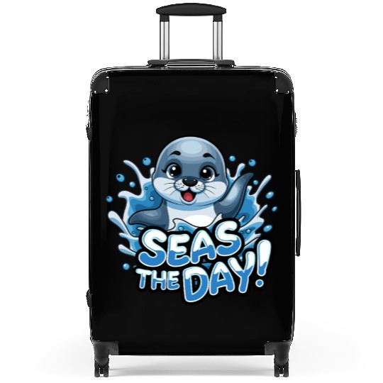 Seas The Day Seal Enthusiast Splash Vibes Suitcases