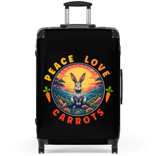 Peace Love Carrots, Funny Rabbit Lover Retro Suitcases