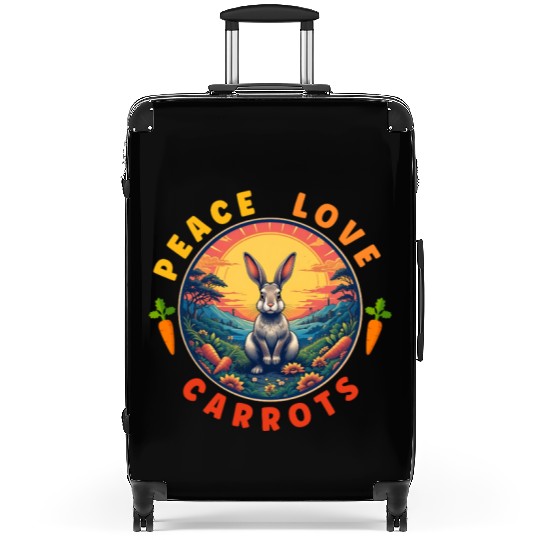 Peace Love Carrots, Funny Rabbit Lover Retro Suitcases