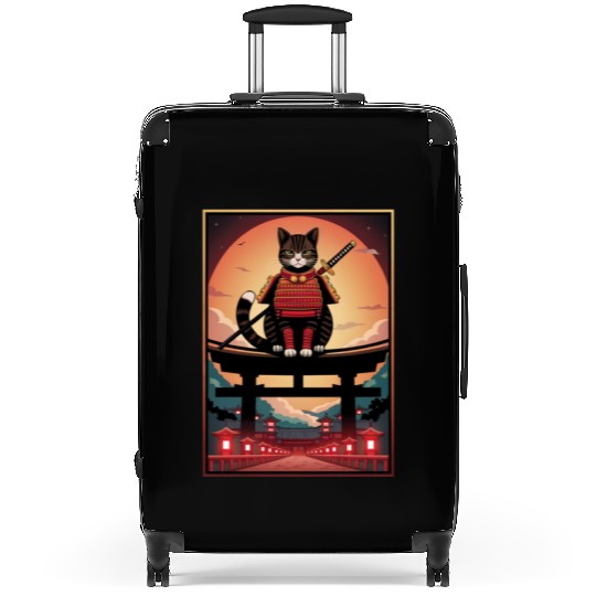 Japanese Cat Samurai Cat Suitcases