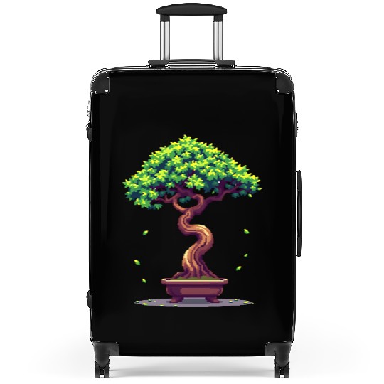 Pixel Bonsai Tree – Retro Nature Serenity Suitcases