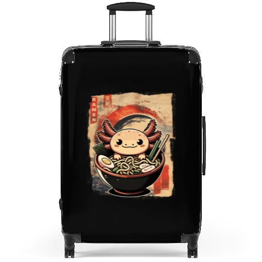Cute Kawaii Axolotl Eating Ramen Japanese Suitcases