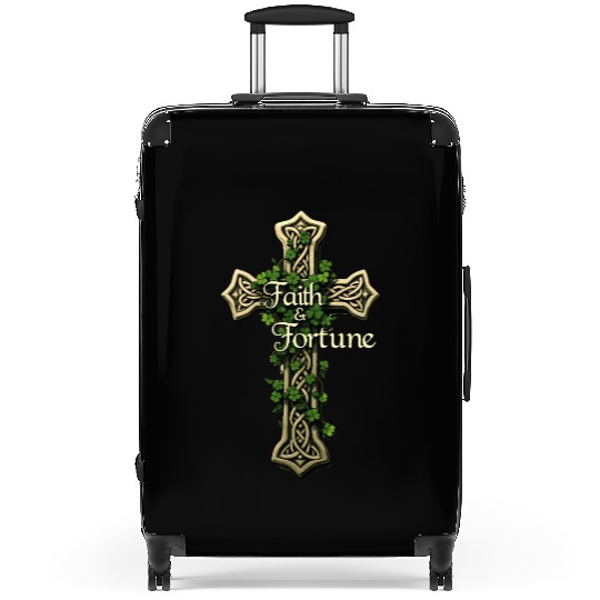Celtic Cross Faith & Fortune Shamrock Design Suitcases