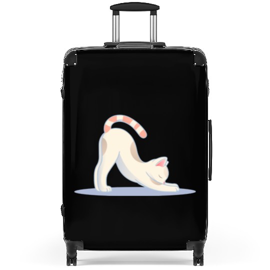 cute cat in the classic yoga stretching pose Suitcases