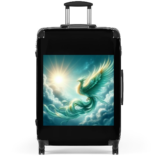 Green & Gold Rising Phoenix Suitcases