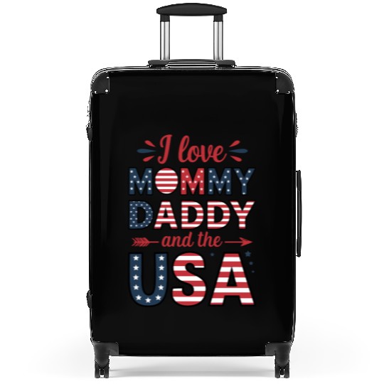 love mommy daddy use 4th of July typography Suitcases