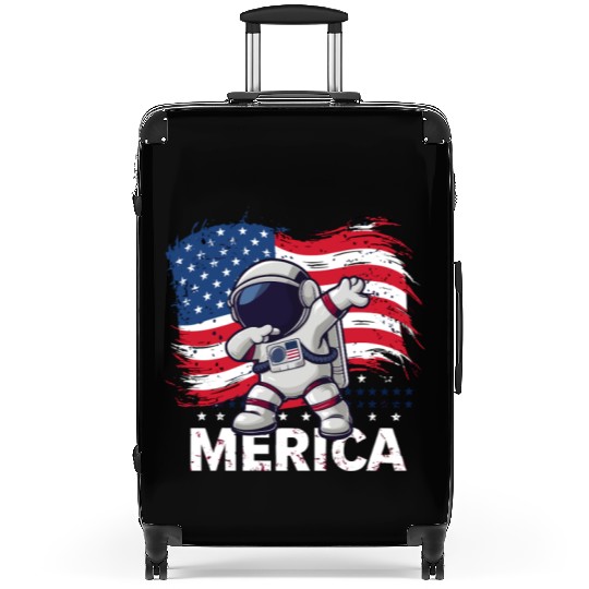 Merica Astronaut Adventure Dab with American Flag Suitcases