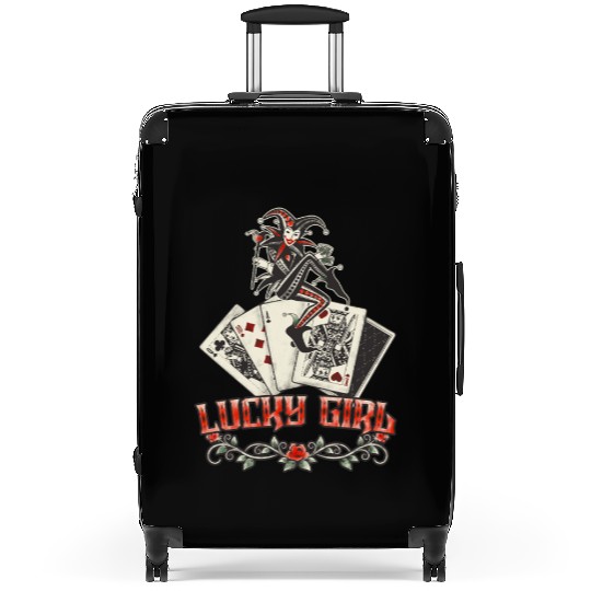 Lucky Girl Cards Tattoo Style Poker Suitcases