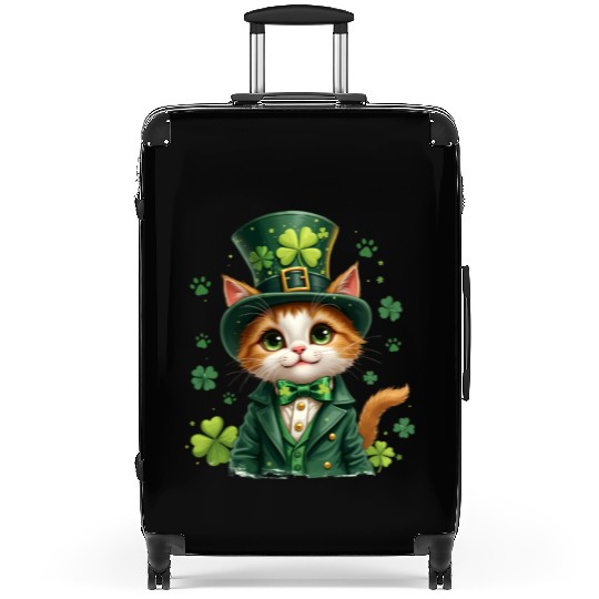 Shamrock Irish Cat St Patricks Day Suitcases