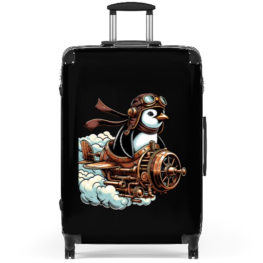 Steampunk Penguin Aviator Adventure in the Sky Suitcases