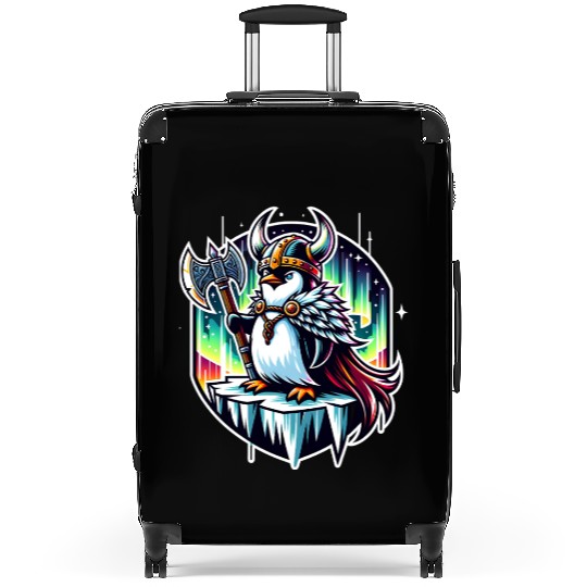 Viking Penguin Conquering Northern Lights Suitcases