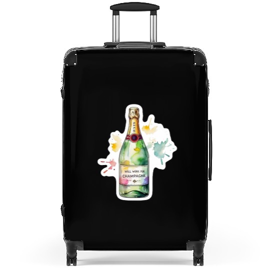 Funny Will Work For Champagne Bubbly Wedding Bride Suitcases