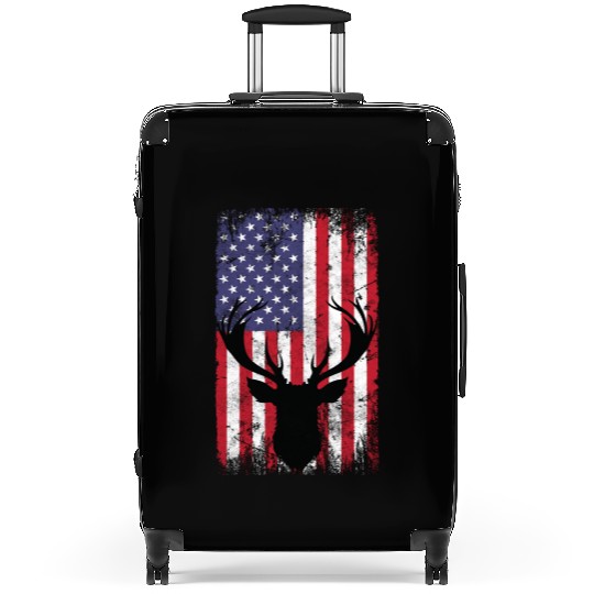Deer Hunting American Flag Whitetail Buck Suitcases