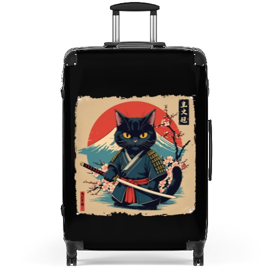 samurai cat Suitcases