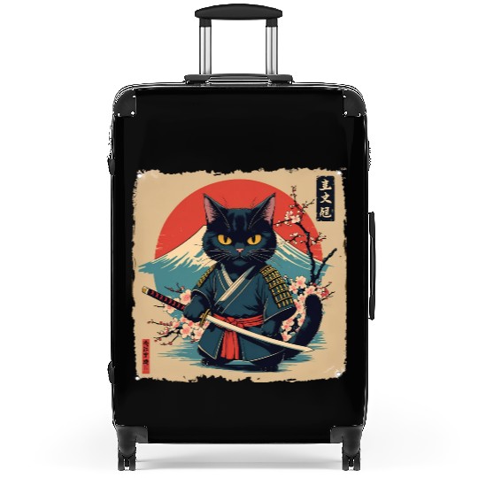 samurai cat Suitcases