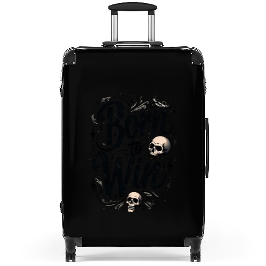 Motivational Skull and Quote Born to Win Suitcases